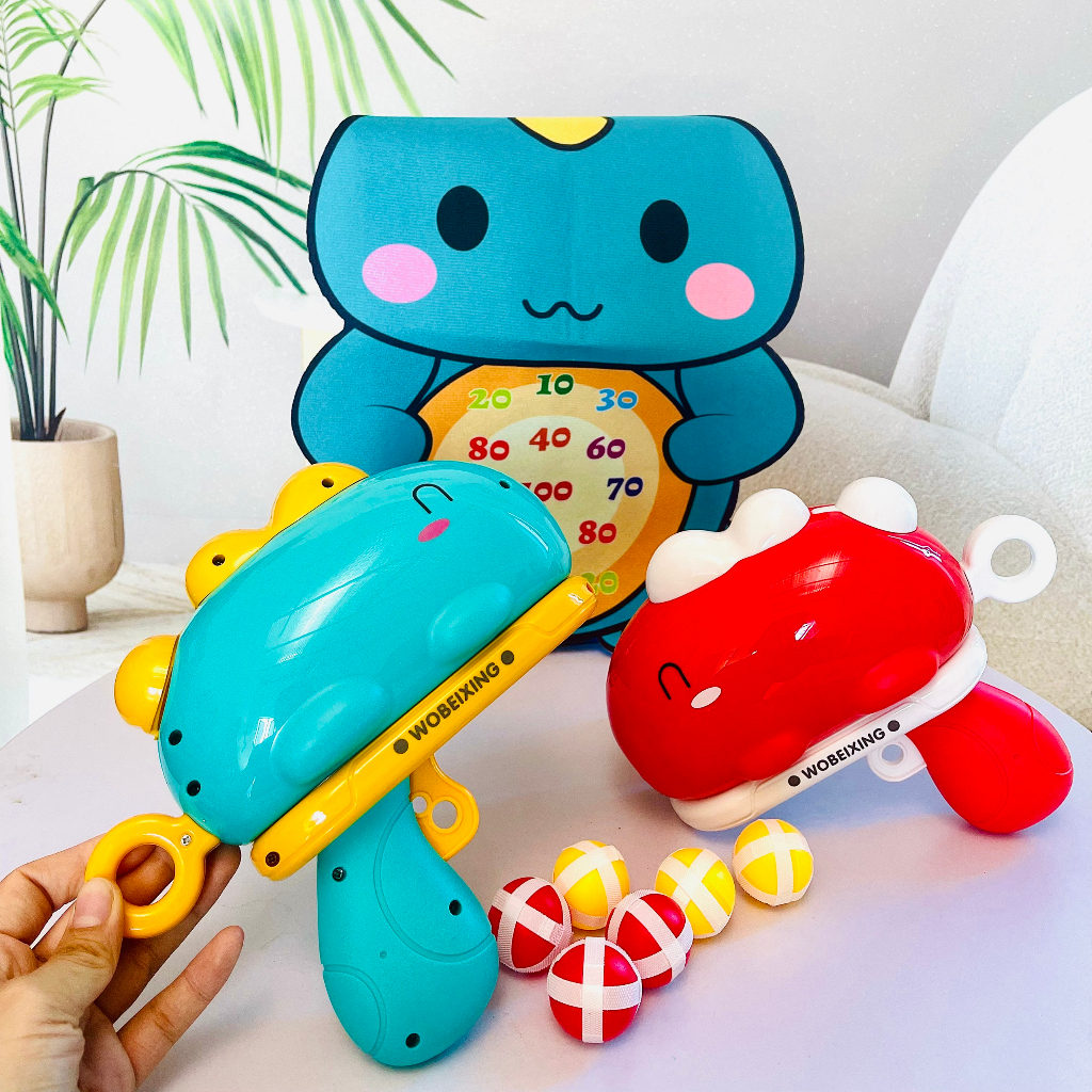 Đồ Chơi Khủng Long Bắn Bóng Dính, Bắn Bóng Kèm Bia Đỡ Hình Khủng Long Dễ Thương Đồ Chơi Vận Động