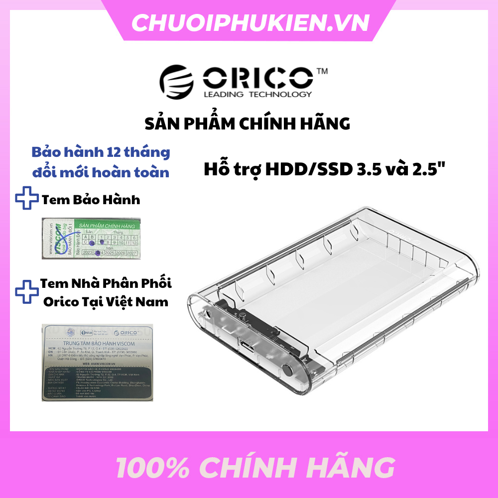 HDD Box 3.5" ORICO 3139U3 hỗ trợ HDD/SSD 3.5 (PC) và 2.5" chuẩn SATA sang USB 3.0 - Hàng Chính Hãng