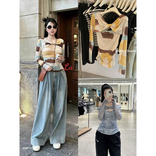 Áo lưới loang xoắn cổ hàng QC