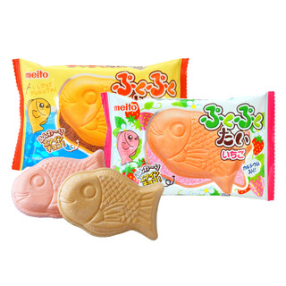 Bánh xốp cá nhân kem dâu socola Meito Puku-Puku Taiyaki 16.5g