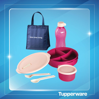 Bộ Fit to go Hộp cơm 3 ngăn đựng trong lò vi sóng Tupperware Crystalwave kèm túi