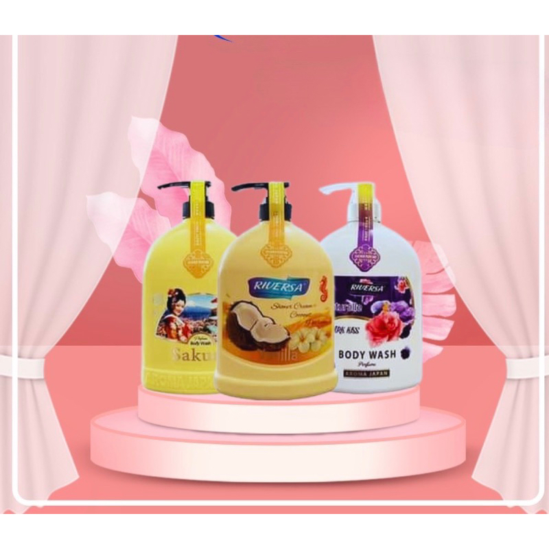 Sữa tắm trắng da toàn thân dưỡng ẩm thơm lâu hương nước hoa Aroma Japan Riversa Sakura/Vanilla/Dark kiss/Coco Japan 1.2L