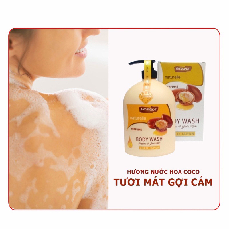 Sữa tắm trắng da toàn thân dưỡng ẩm thơm lâu hương nước hoa Aroma Japan Riversa Sakura/Vanilla/Dark kiss/Coco Japan 1.2L