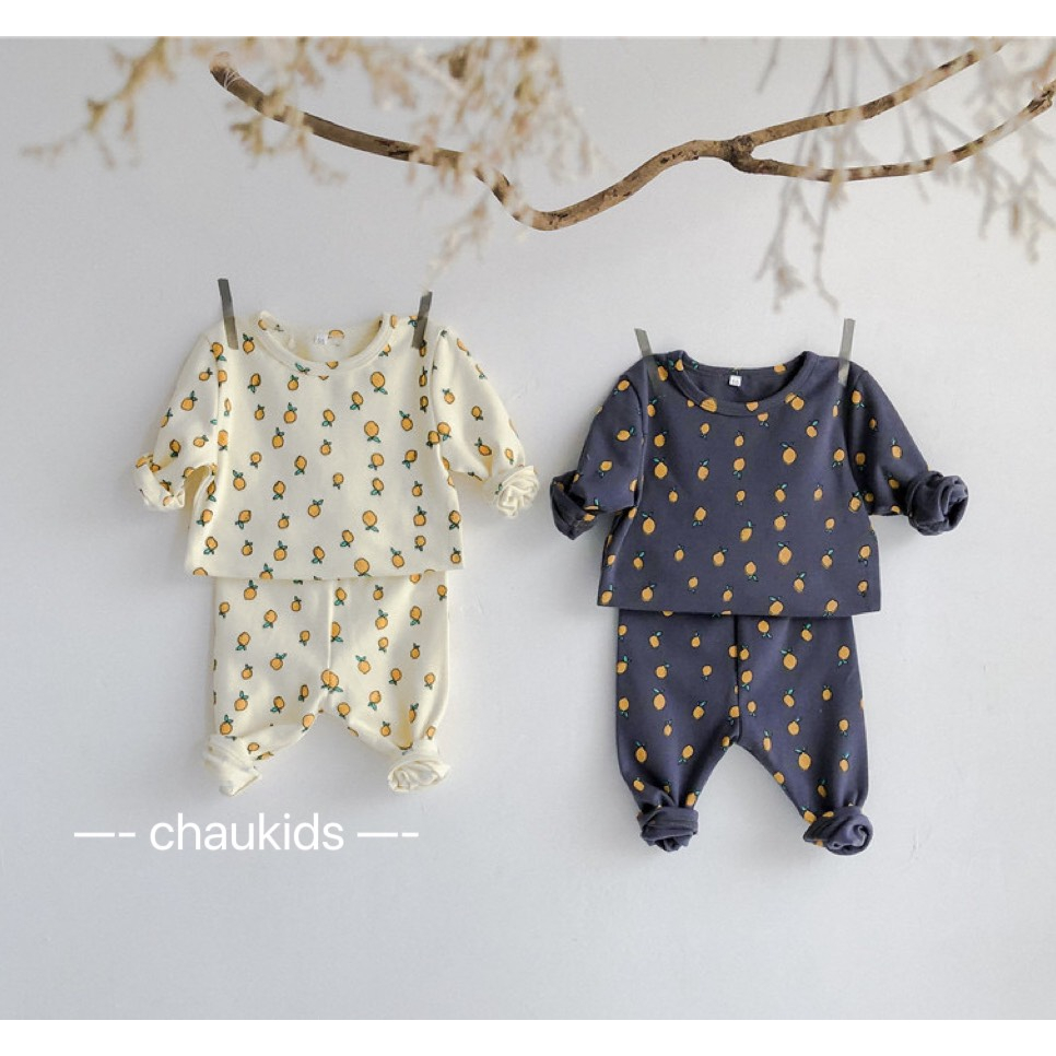 BỘ DÀI TAY IN HÌNH QUẢ XINH XẮN BÉ GÁI 6-16KG