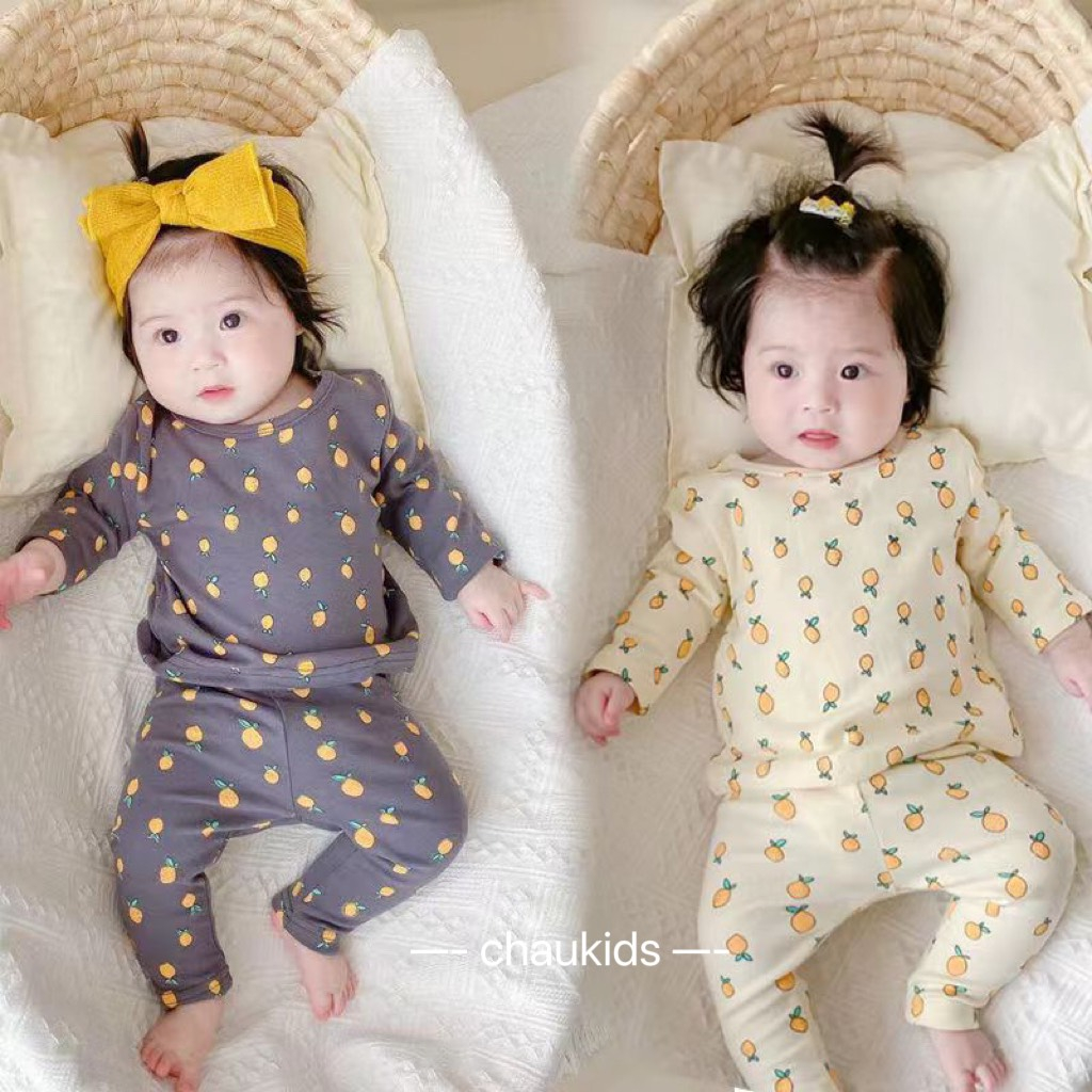 BỘ DÀI TAY IN HÌNH QUẢ XINH XẮN BÉ GÁI 6-16KG(QUACHANH)