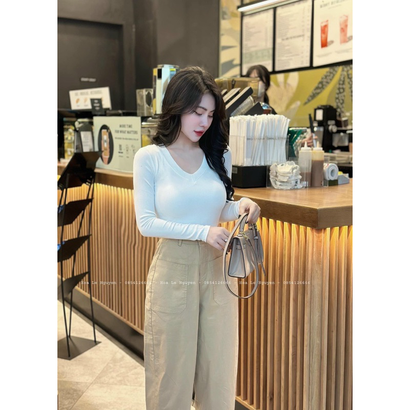 Áo Thun Nữ Thời Trang Nữ Ôm Body Cổ Tim Tay Dài Thun Co Dãn Năng Động Thoải mái