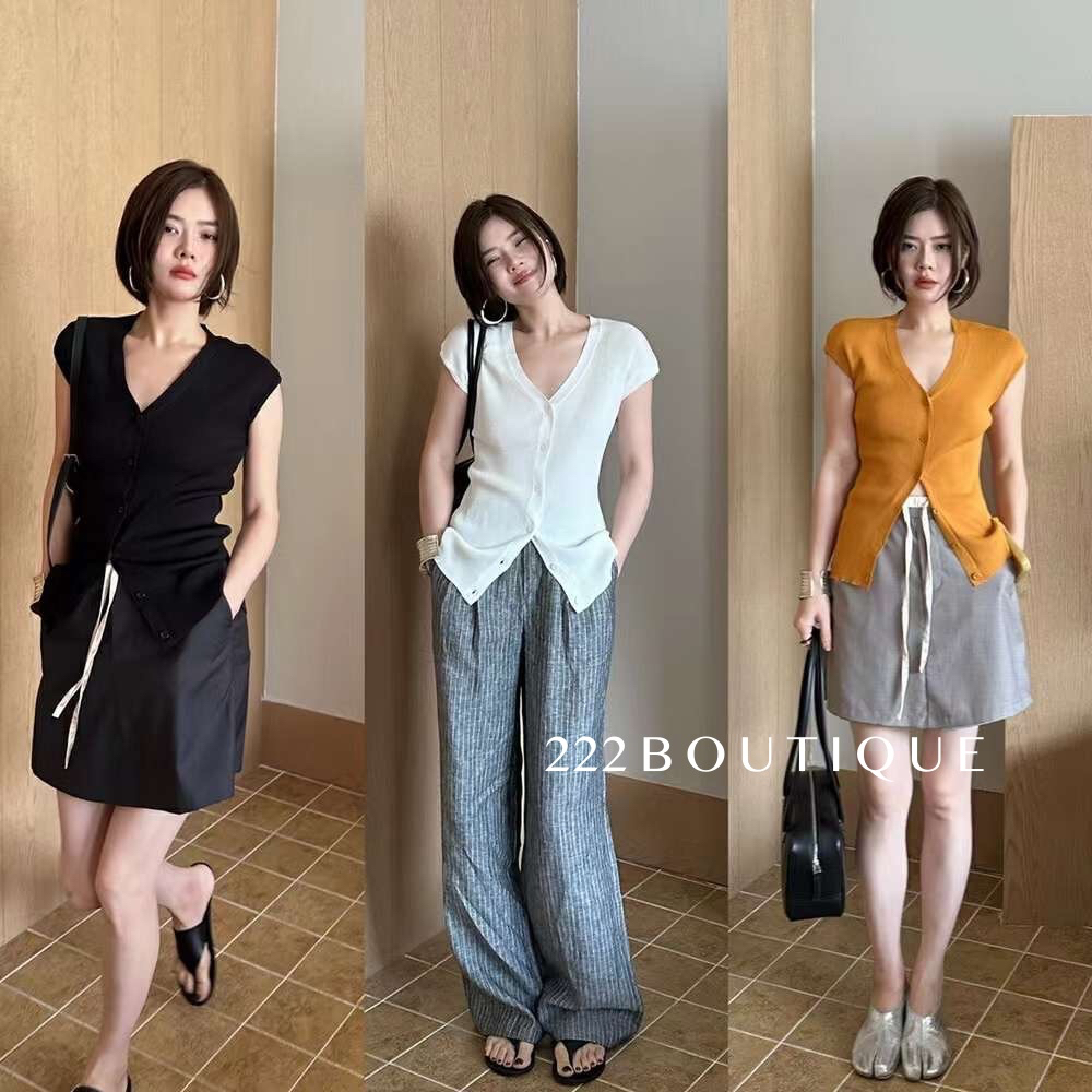 Áo len MTG cổ V cúc Aiying 8909