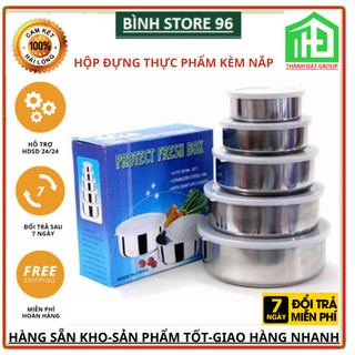Bộ 5 bát lạnh inox có nắp đậy bảo quản thực phẩm