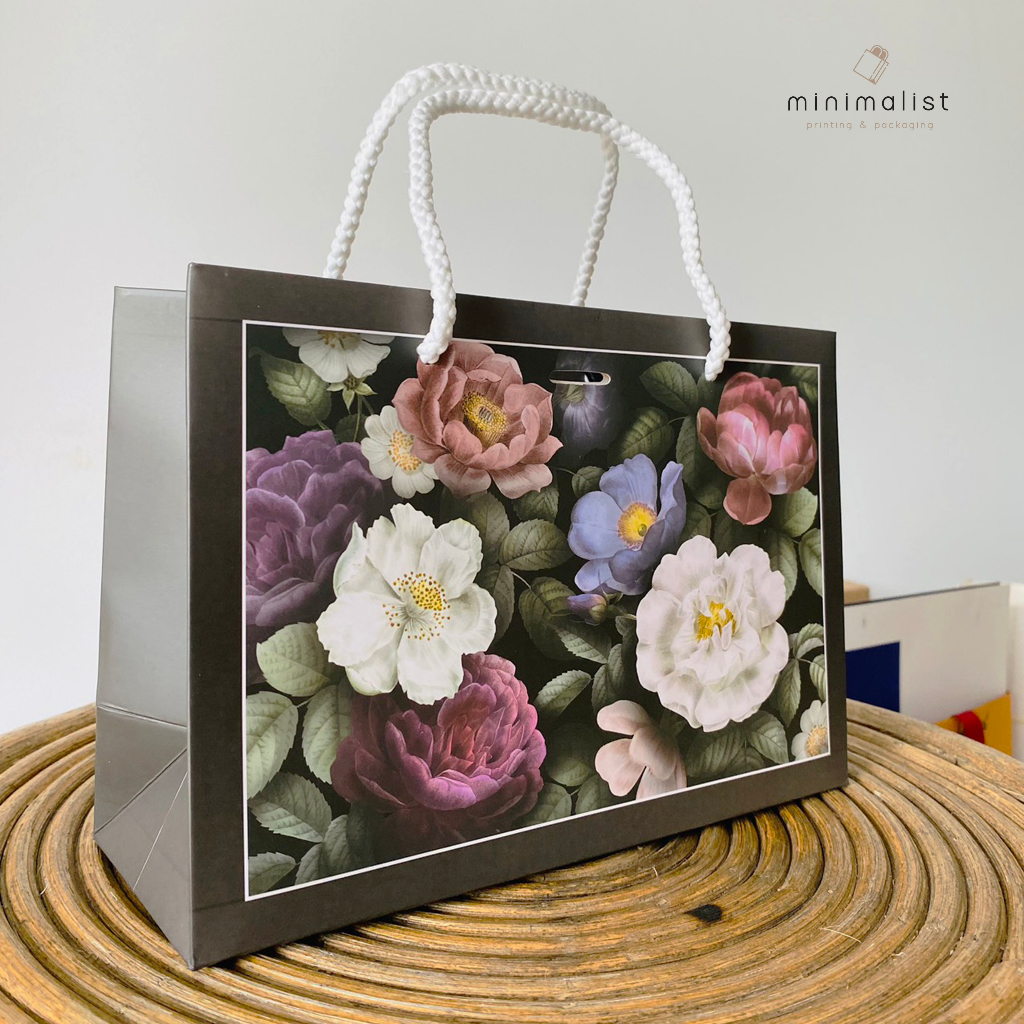 Set 20 cái - Túi giấy đựng quà, sản phẩm - KT: 22x15x8cm - Họa tiết hoa sang trọng