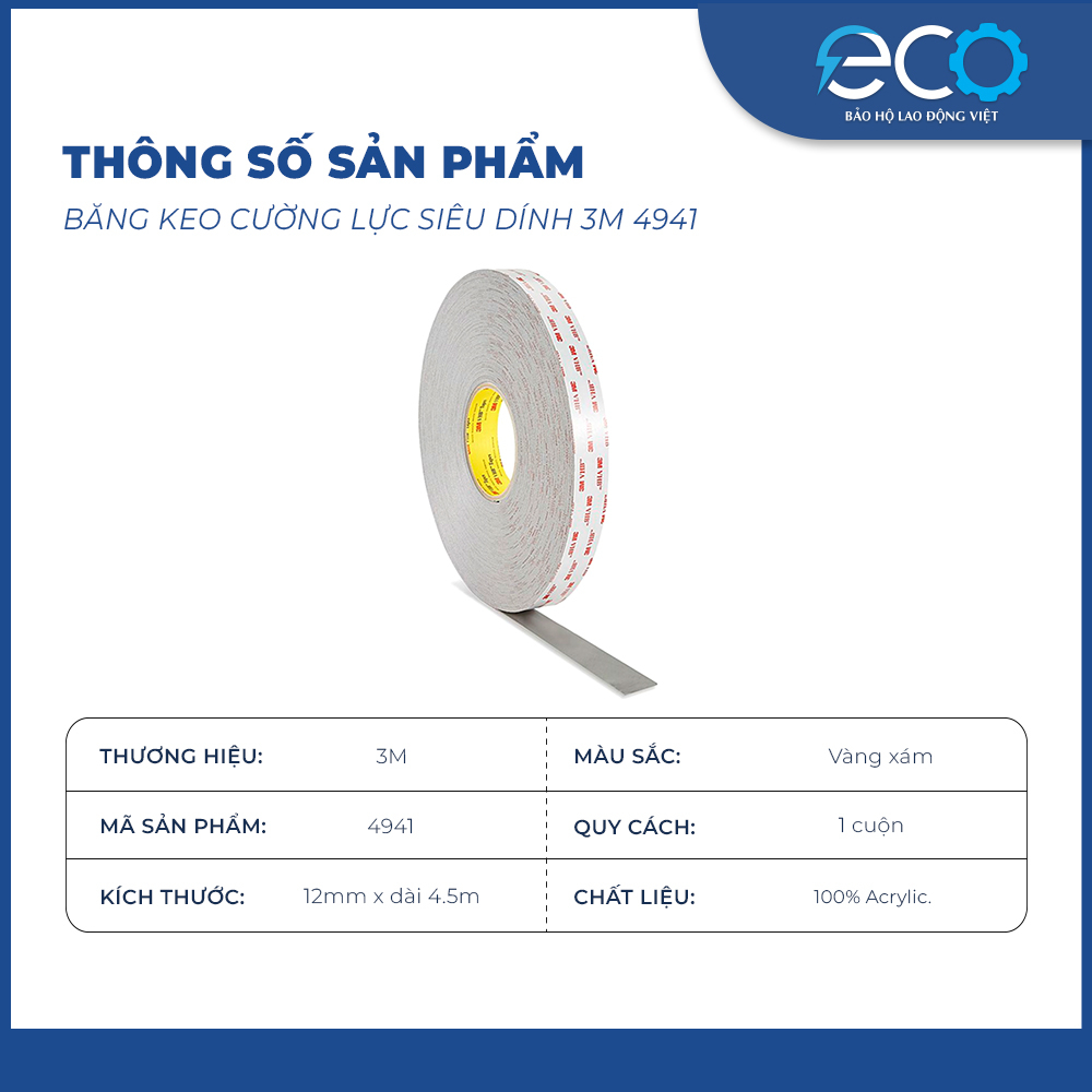 Băng keo cường lực siêu dính 3M 4941 , xám chính hãng