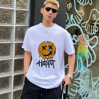 Áo thun nam nữ form rộng tay lỡ chất thun cotton mềm, áo phông cổ tròn thời trang mẫu HAPPY