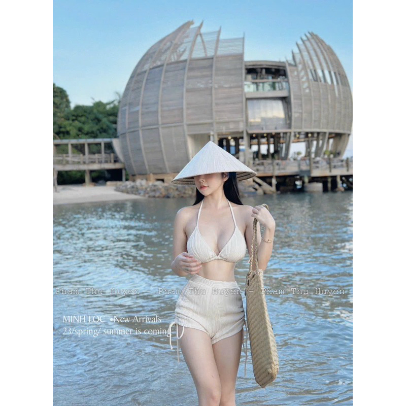 Set Bikini Quần Đùi Thun Xốp Xước Y Hình Quần Rút Dây Áo Có Mút Ngực Set Tắm Bikini Đi Biển - Thời Trang Nữ Giá Rẻ