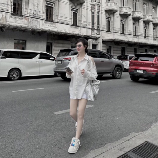 Áo sơ mi trắng khoét vai MPB from dấu quần / ginastore