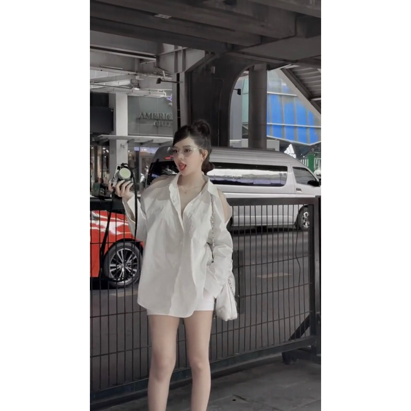 Áo sơ mi trắng khoét vai MPB from dấu quần / ginastore
