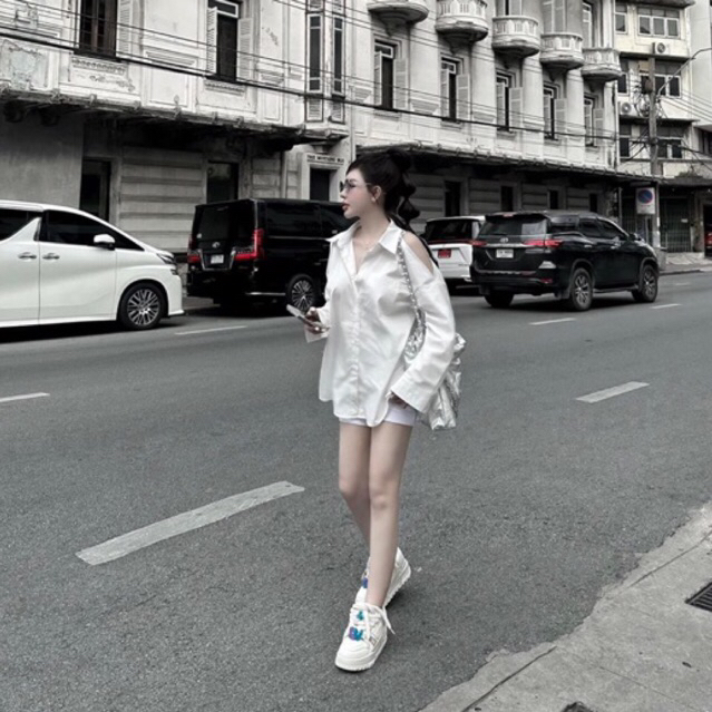 Áo sơ mi trắng khoét vai MPB from dấu quần / ginastore