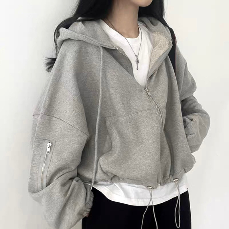 Áo Khoác Nỉ Hoodie Croptop dáng rộng dây rút eo xinh xắn giá rẻ | BigBuy360 - bigbuy360.vn