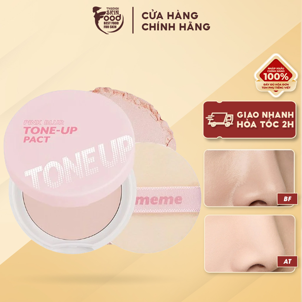 Phấn Phủ Dạng Nén Che Phủ, Kiềm Dầu, Nâng Tông Da Hiệu Quả I'm Meme Pink Blur Tone-Up Pact 10g