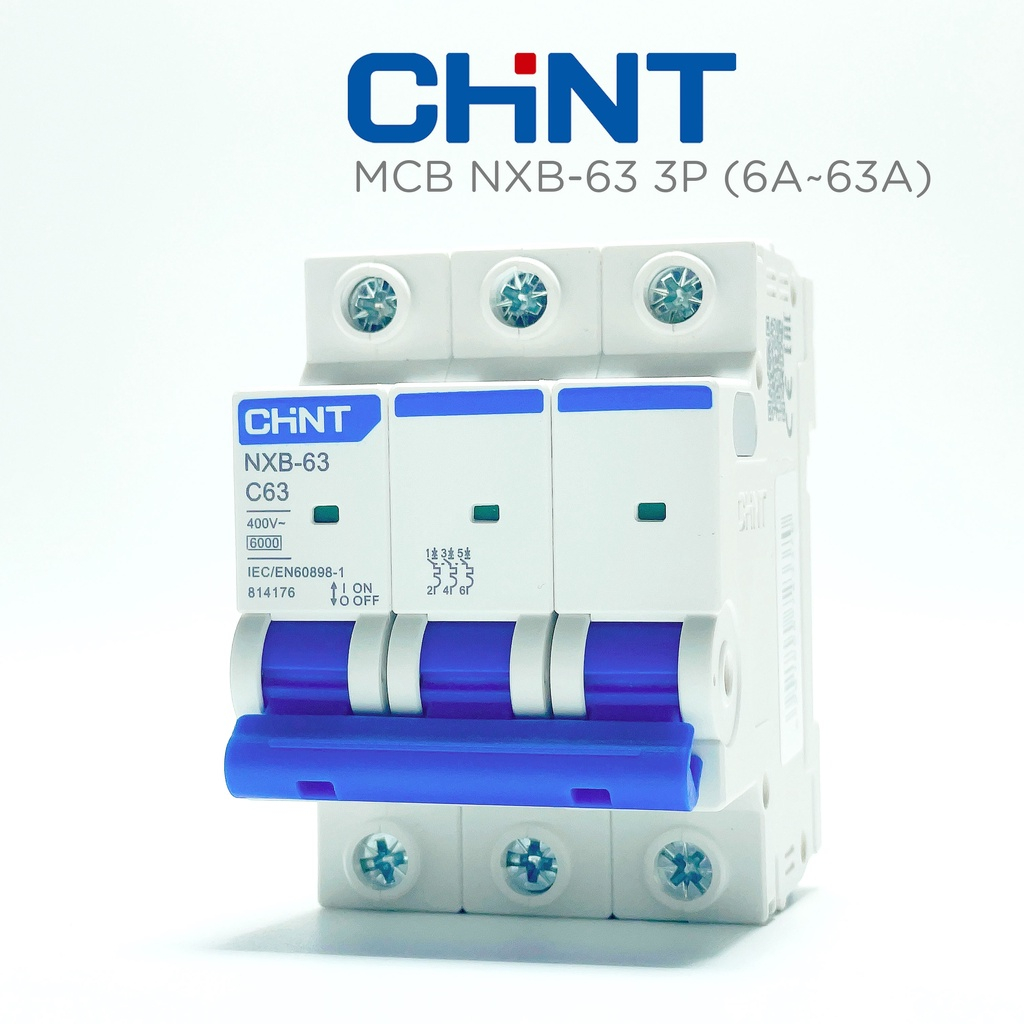 Aptomat MCB 1Pha/2Pha/3Pha hãng CHINT NXB-63 6A, 10A, 16A, 25A, 32A, 40A, 50A, 63A Dòng Cắt 6kA