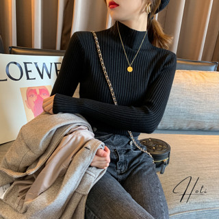 Áo Len Nữ Dài Tay Unisex Dành Cho Nữ, Áo Len Cổ Lọ Sọc Vằn Phong Cách Hàn Quốc Thời Trang Thu Đông - TA028 - HOTIVN