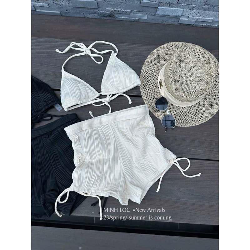 Set Bikini Quần Đùi Thun Xốp Xước Y Hình Quần Rút Dây Áo Có Mút Ngực Set Tắm Bikini Đi Biển - Thời Trang Nữ Giá Rẻ | BigBuy360 - bigbuy360.vn