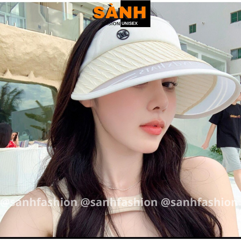 Mũ nửa đầu logo M vành rộng kaki nhựa chống tia UV thời trang sang chảnh_sanhfashion