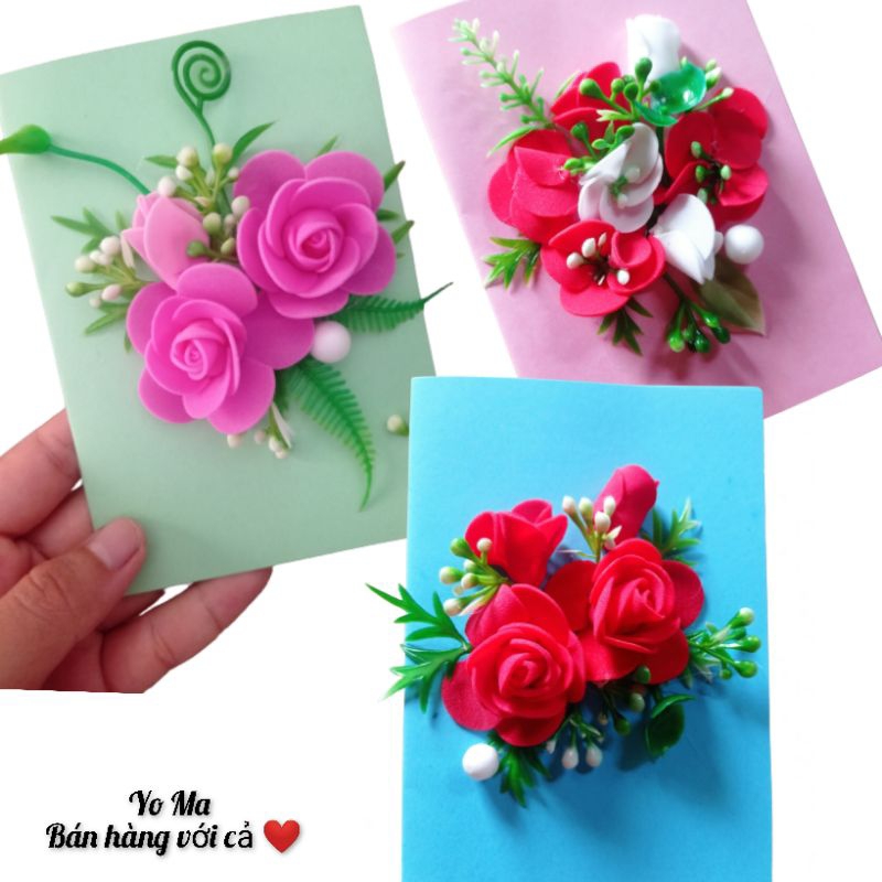 Thiệp handmade hoa nổi 3D