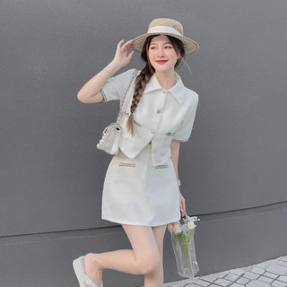 Set dạ 2 lớp ngắn tay kiểu dáng tiểu thư sang chảnh