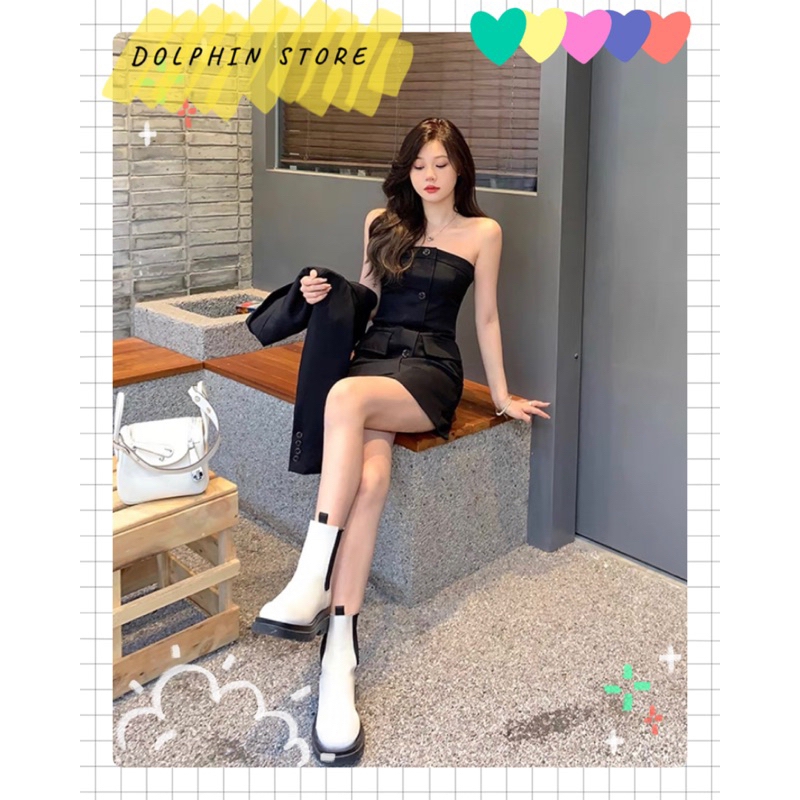 BIGSIZE Set đầm cúp ngực kèm áo vest bigsize - set vest bigsize