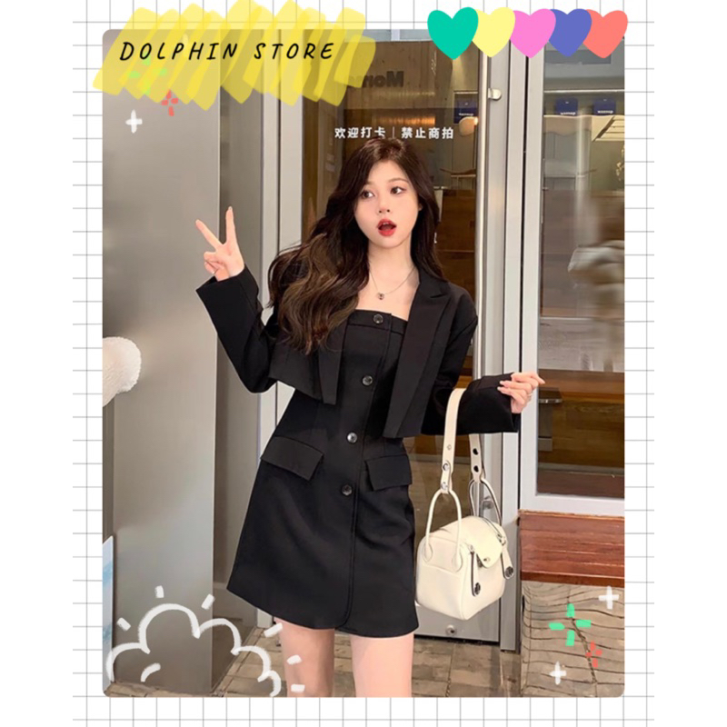 BIGSIZE Set đầm cúp ngực kèm áo vest bigsize - set vest bigsize