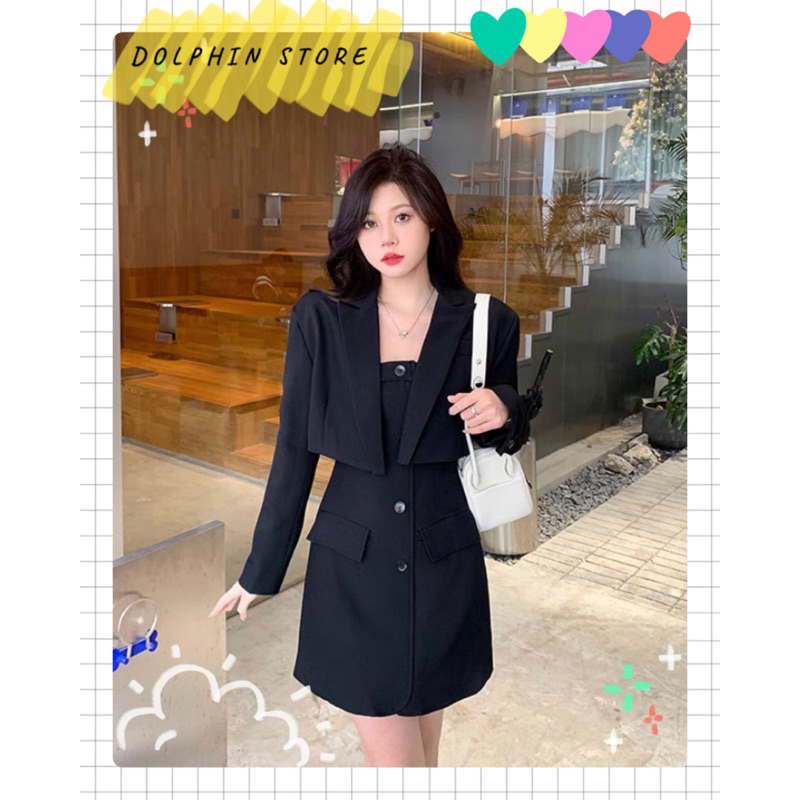 BIGSIZE Set đầm cúp ngực kèm áo vest bigsize - set vest bigsize