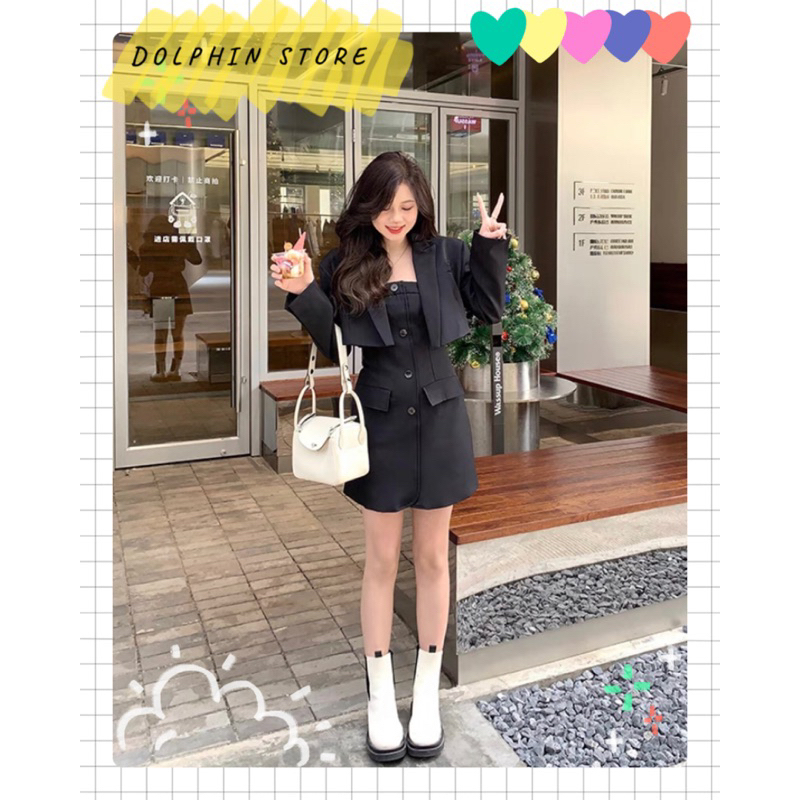 BIGSIZE Set đầm cúp ngực kèm áo vest bigsize - set vest bigsize