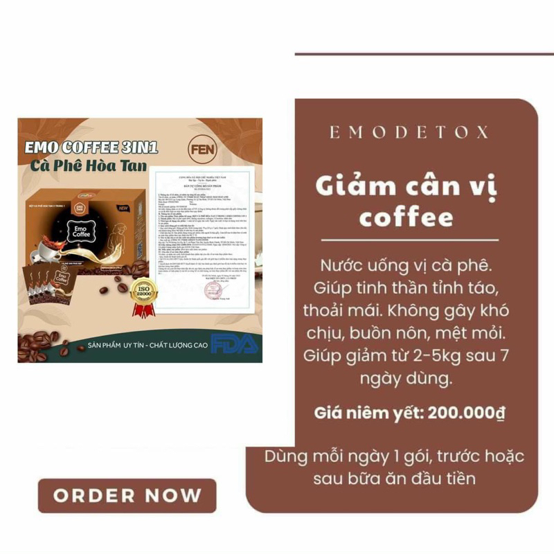 Detox emo cafe hổ trợ giảm cân