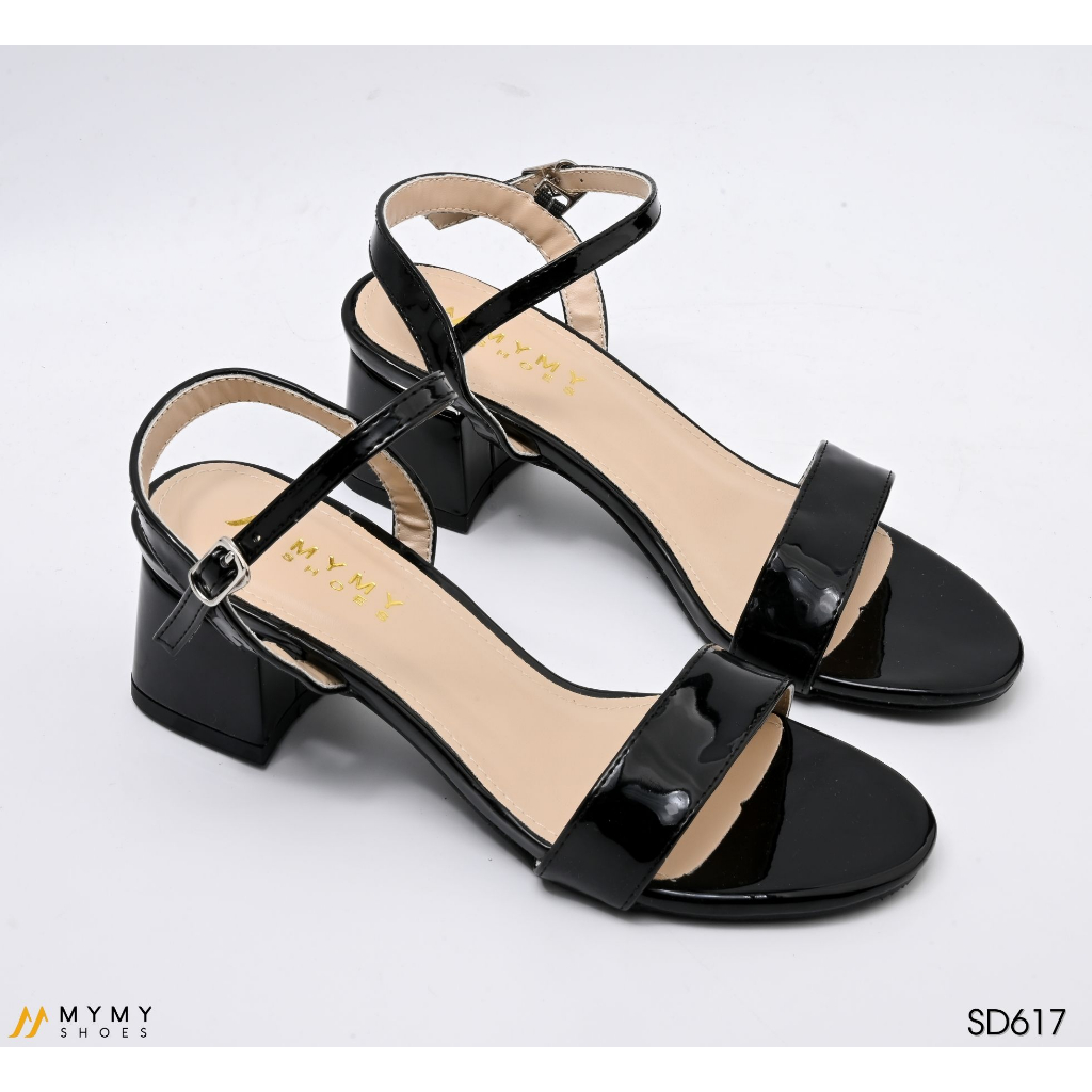 Sandal da bóng đế vuông 6cm gót vuông viền bạc mũi tròn MyMyShoes SD617