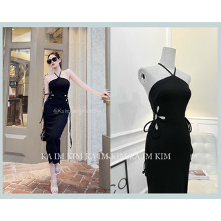 [Ka im Kim]Đầm Body cổ Yếm Cutout hoa 2 bên - quyến rũ
