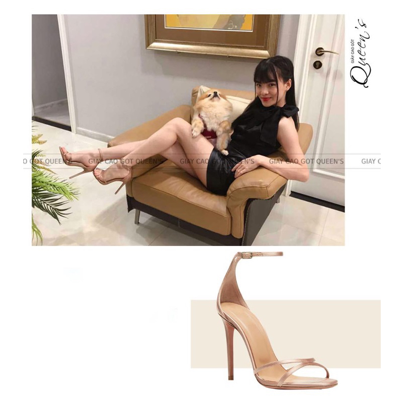Giày Cao Gót Sandal Nữ Cao Cấp Nude Satin QUEENS STORE êm thanh mảnh chắc chân cao 8-10-11cm