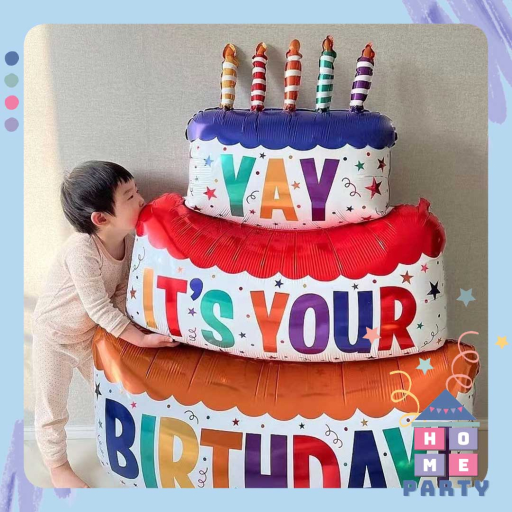 Bong Bóng Bánh Kem Khổng Lồ, Bóng Bay Bánh Sinh Nhật Happy Birthday