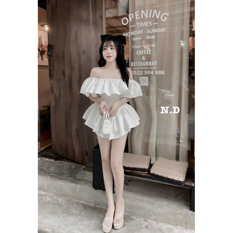 Set Váy Body Trễ Vai Ôm Eo Dáng Xoè Kèm Quần Set Bộ Áo Trễ Vai Kèm Quần Thun Cotton Lạnh - Thời Trang Nữ Giá Rẻ