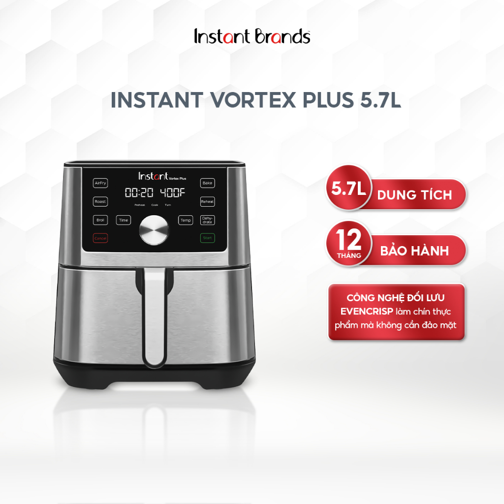 Nồi chiên không dầu Instant VORTEX PLUS 6 6in1, dung tích 5.7L, Bảo hành chính hãng 12 tháng