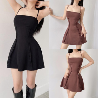 Đầm Xoè Hai Dây Thun Gân Siêu Hot Hè 2023
