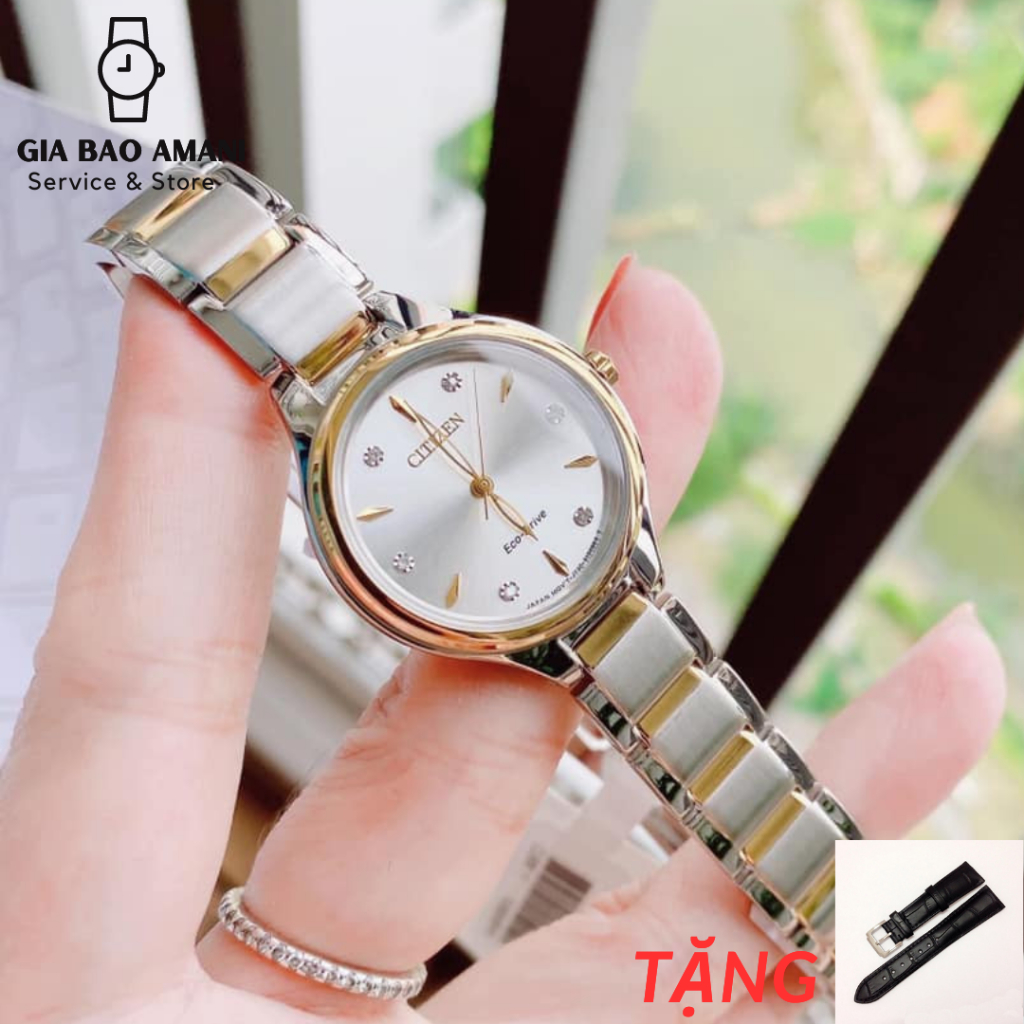 Đồng Hồ Nữ CITIZEN Eco-drive FE2104-50A Chính Hãng Tặng Dây Da Cao Cấp