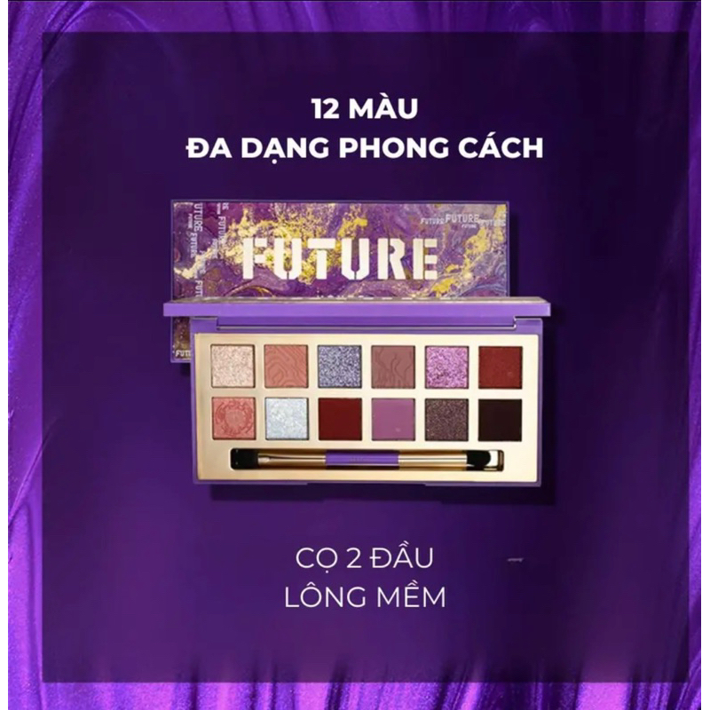 Bảng phấn mắt Hexze Pro 12 màu có nhũ, bám dính tốt 14g