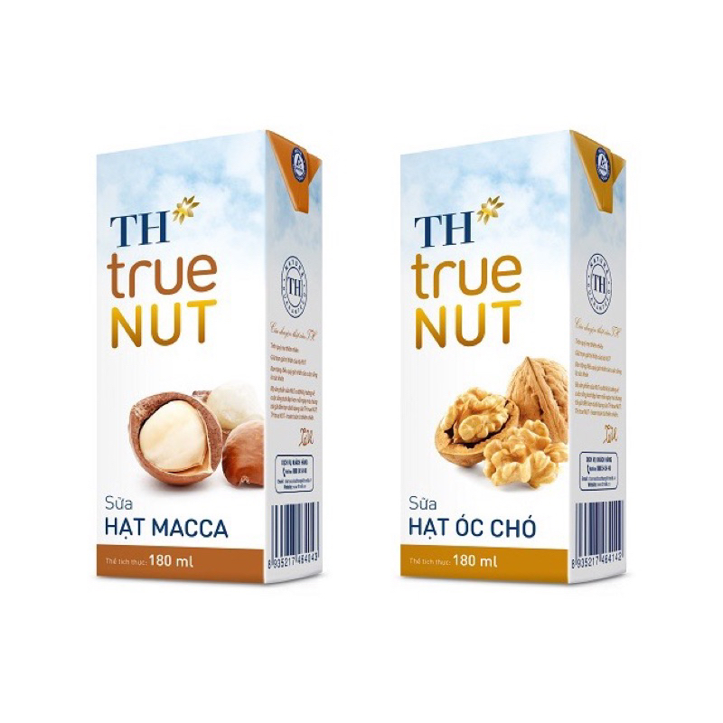 Vỉ 4 Hộp Sữa Hạt TH True NUT 180 ml - Óc Chó/ Mắc Ca