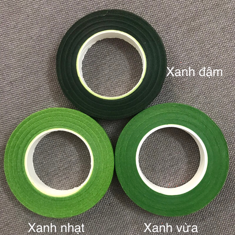 Băng dính giấy xanh quấn cành hoa handmade