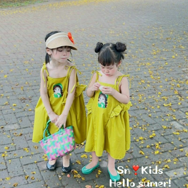 Váy 2 dây bé gái / Đầm bé gái chất thô mềm size 10 - 32ky