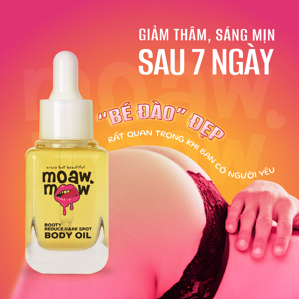Dầu Massage Dưỡng Trắng Mông BHA & Rucinol Hương Nước Hoa Làm Mềm & Giảm Thâm Mông, Loại Bỏ Lớp Sần MOAWMOAW 30ml