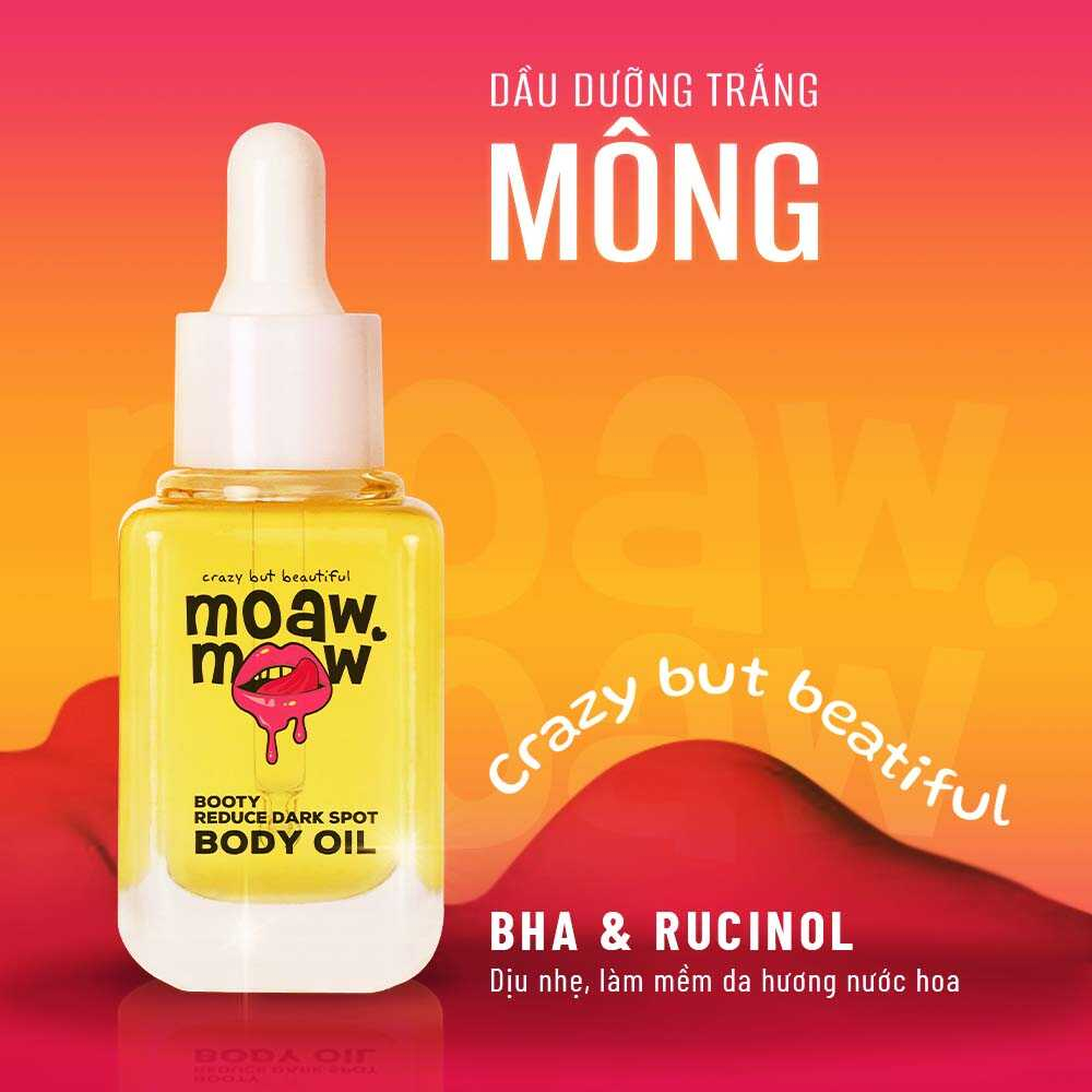 Dầu Massage Dưỡng Trắng Mông BHA & Rucinol Hương Nước Hoa Làm Mềm & Giảm Thâm Mông, Loại Bỏ Lớp Sần MOAWMOAW 30ml