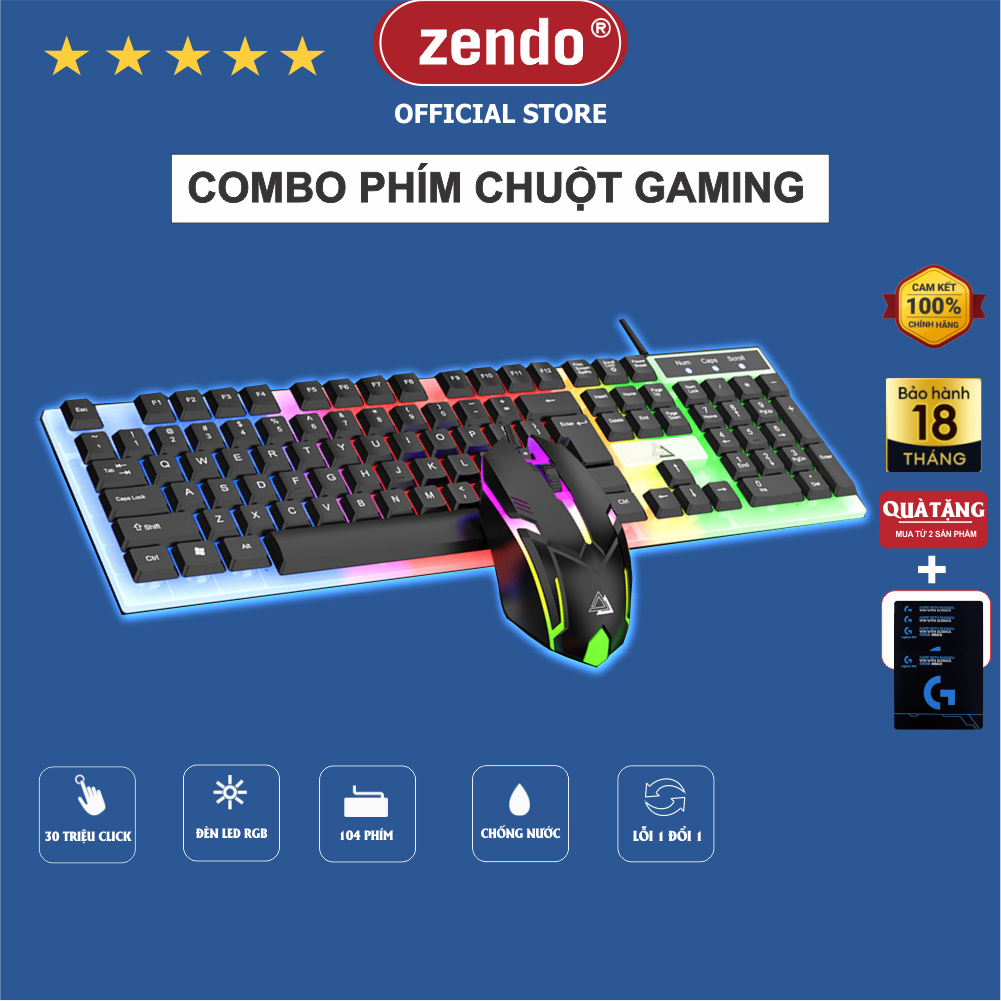 Bộ bàn phím máy tính gaming có dây V4 giả cơ chống nước led rgb chơi game làm việc văn phòng cho PC laptop | BigBuy360 - bigbuy360.vn