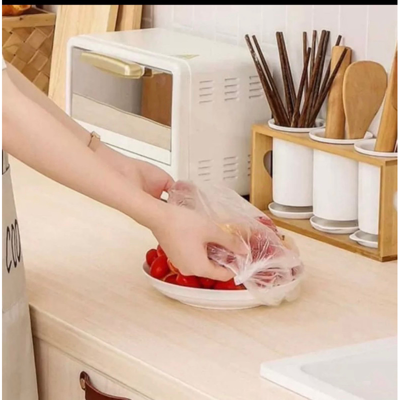 100 chiếc màng bọc thực phẩm co giãn, siêu dai có chun hình túi gấu