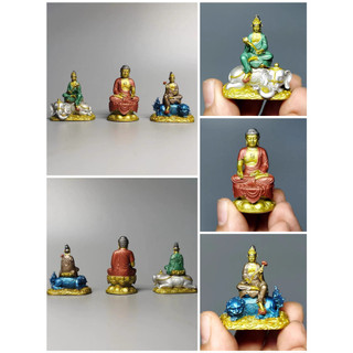 Bộ tượng đồng vàng: phổ hiền bồ tát, phật adida và văn thù bồ tát