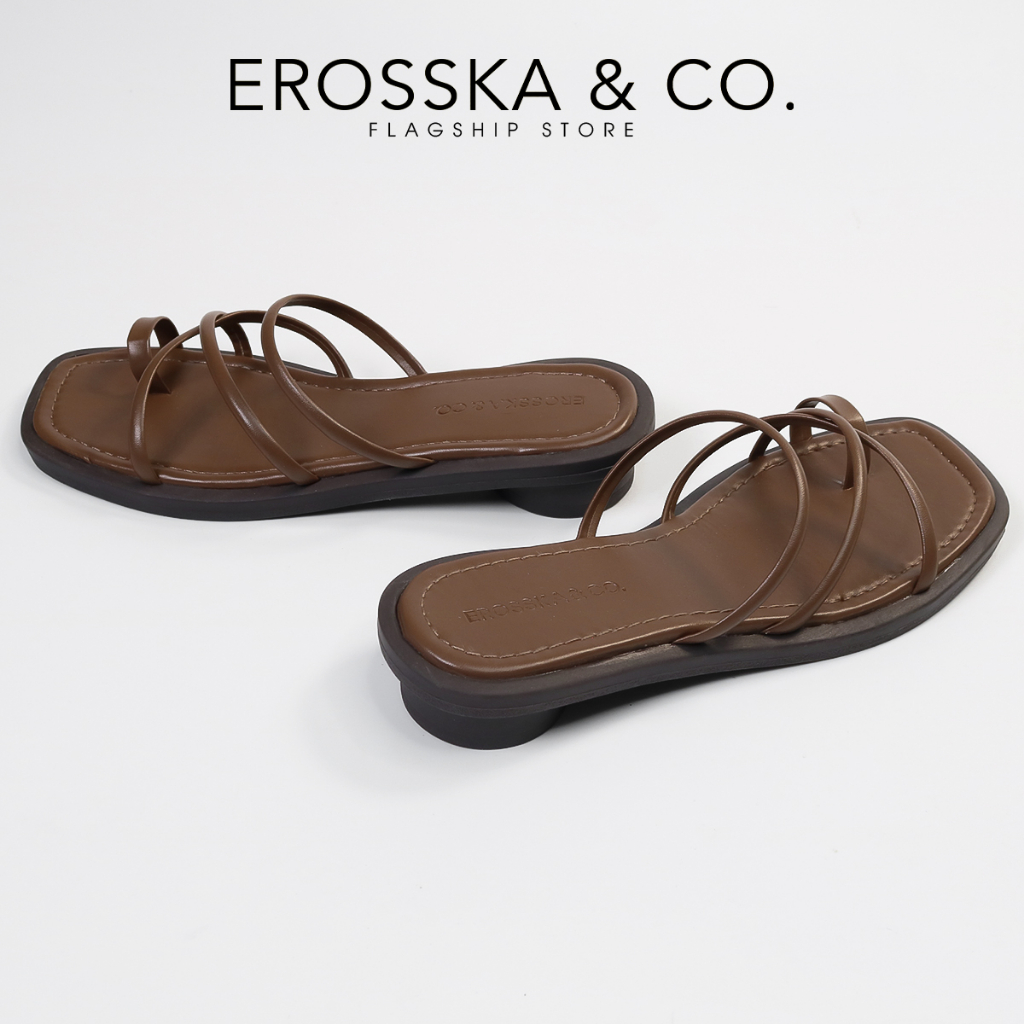 Erosska - Dép nữ phối dây xỏ ngón thiết kế basic êm chân cao 2cm màu nude - EM107